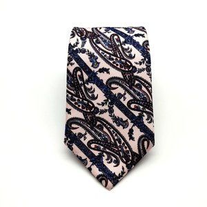 Tom James Mens Dress Tie 100% Silk Designer Accessory Business Pink Paisley